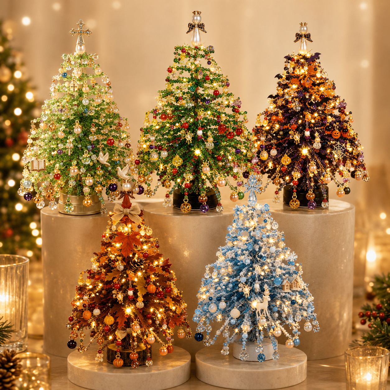 🎄✨ DIY Beaded Christmas Tree Kit – 🎅Create Your Own Sparkling Holiday Decoration