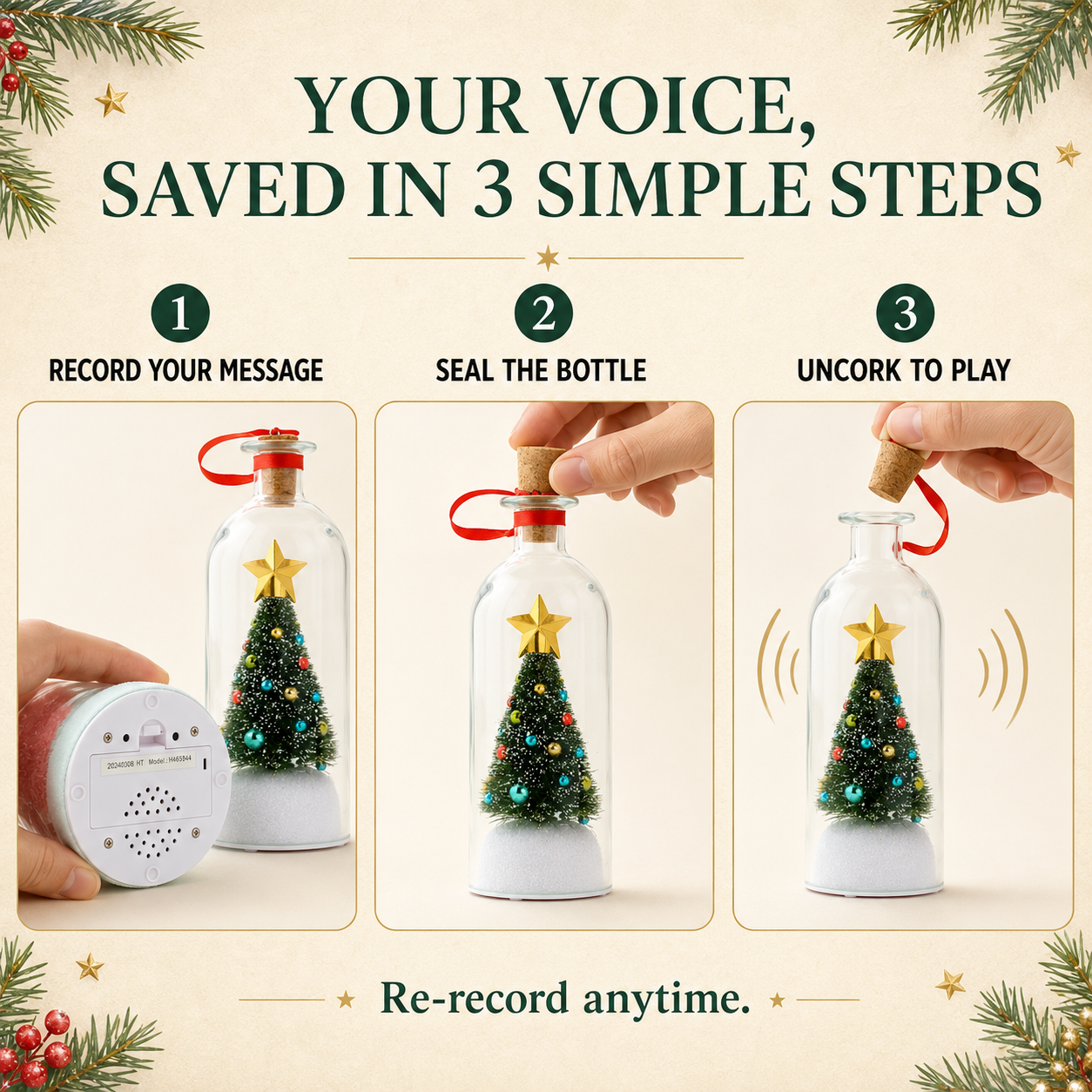 ❤️Capture Their Voice Forever  —Record-a-Message Christmas Tree