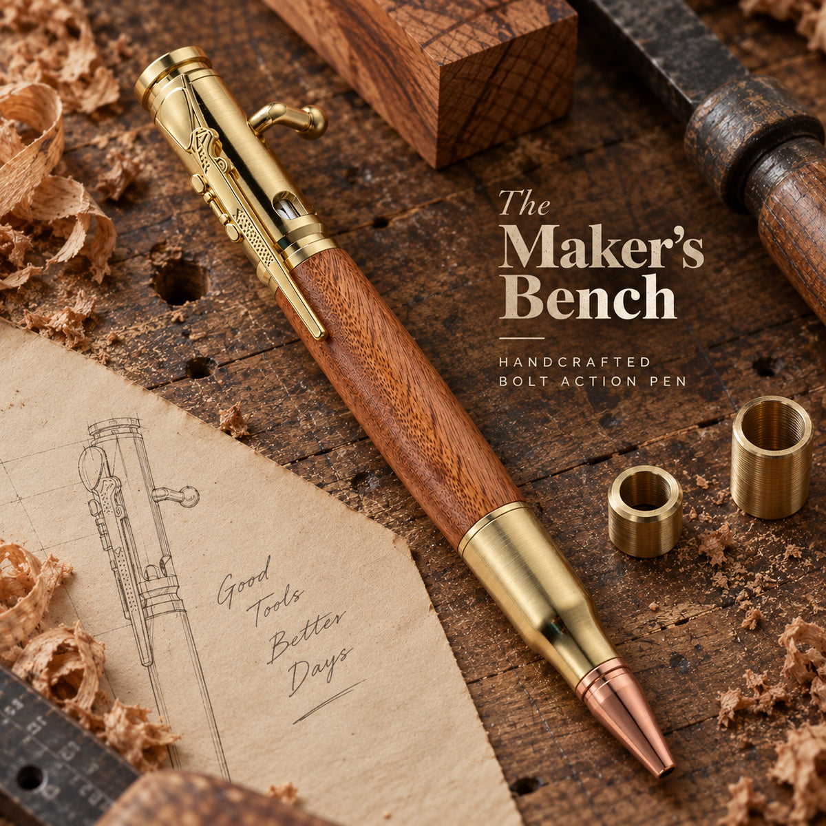 Handcrafted Bolt-Action Pear Wood Pen Series