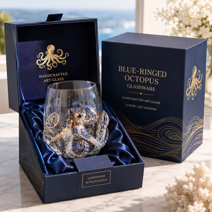 🌊44% OFF – 🔥Artisanal Blue-Ringed Octopus Glass– 3D Ocean-Inspired