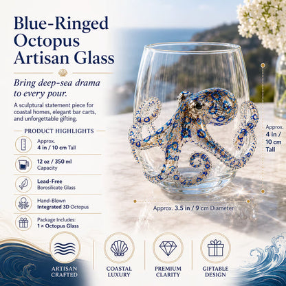🌊44% OFF – 🔥Artisanal Blue-Ringed Octopus Glass– 3D Ocean-Inspired