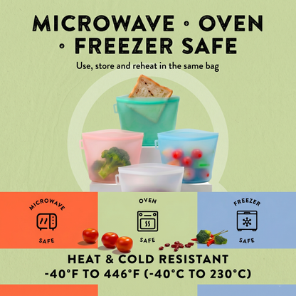 ❤️Reusable Silicone Food Storage Bags – Set of 3 Multicolor (500ml/17oz, 1000ml/34oz, 1500ml/51oz) (Copy)