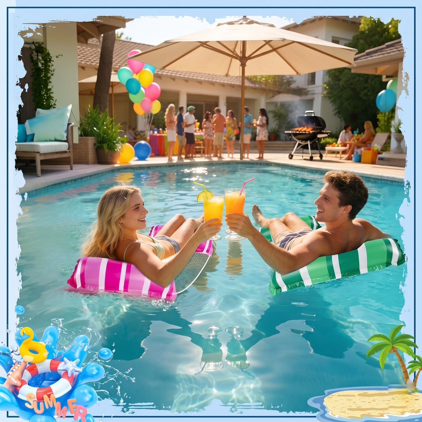 Waterlife 4-in-1 , Inflatable Pool Chair Float