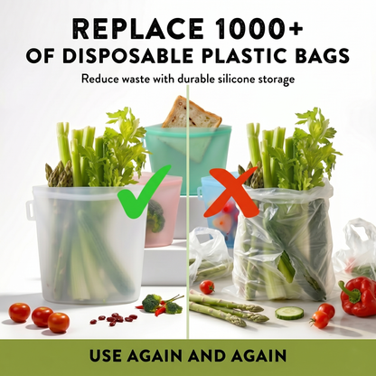 ❤️Reusable Silicone Food Storage Bags – Set of 3 Multicolor (500ml/17oz, 1000ml/34oz, 1500ml/51oz) (Copy)