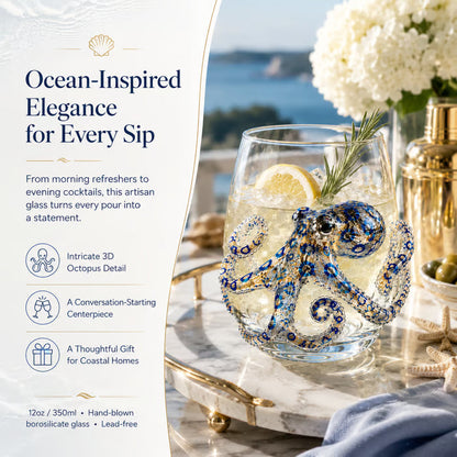 🌊44% OFF – 🔥Artisanal Blue-Ringed Octopus Glass– 3D Ocean-Inspired