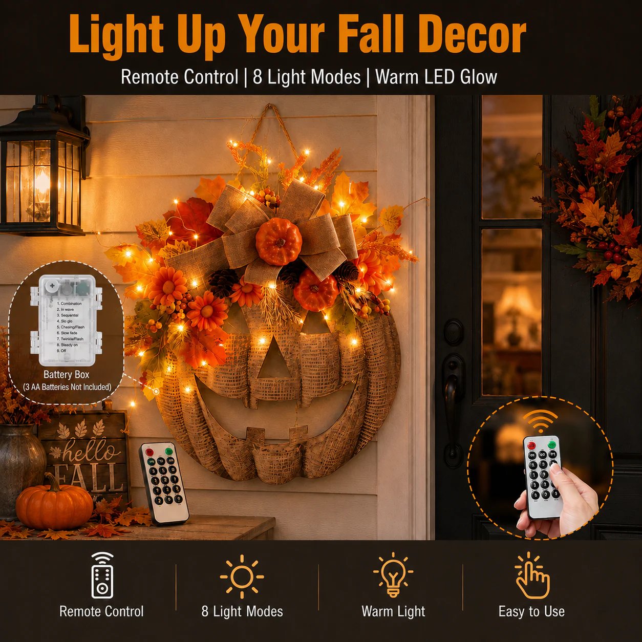 Light Up Your Front Door with Cozy Halloween Charm 🎃✨
