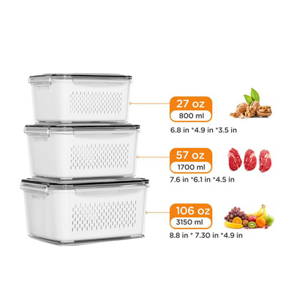 ⭐Stackable Fruit Storage Containers for Fridge with Removable Colander (Copy)