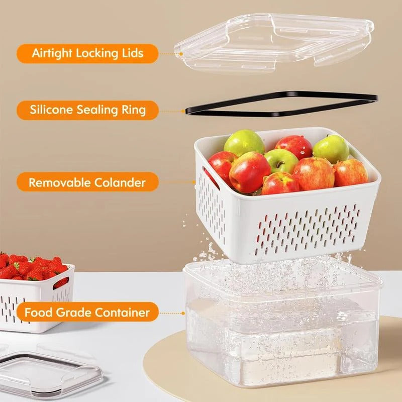 ⭐Stackable Fruit Storage Containers for Fridge with Removable Colander (Copy)