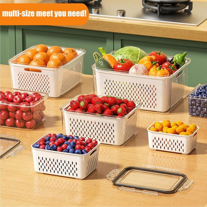 ⭐Stackable Fruit Storage Containers for Fridge with Removable Colander (Copy)