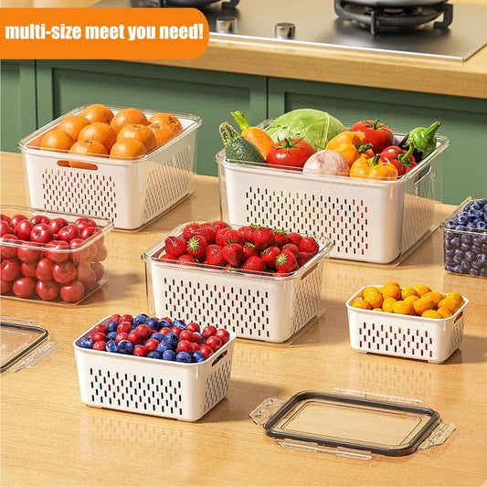 ⭐Stackable Fruit Storage Containers for Fridge with Removable Colander (Copy)